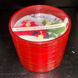 Rare Bath and Body Works Roasted Chestnuts & Cherries Ribbed 3 Wick Candle